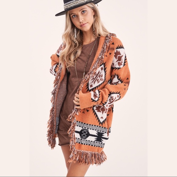 Aztec Retro Cardi Rust - Picture 5 of 9